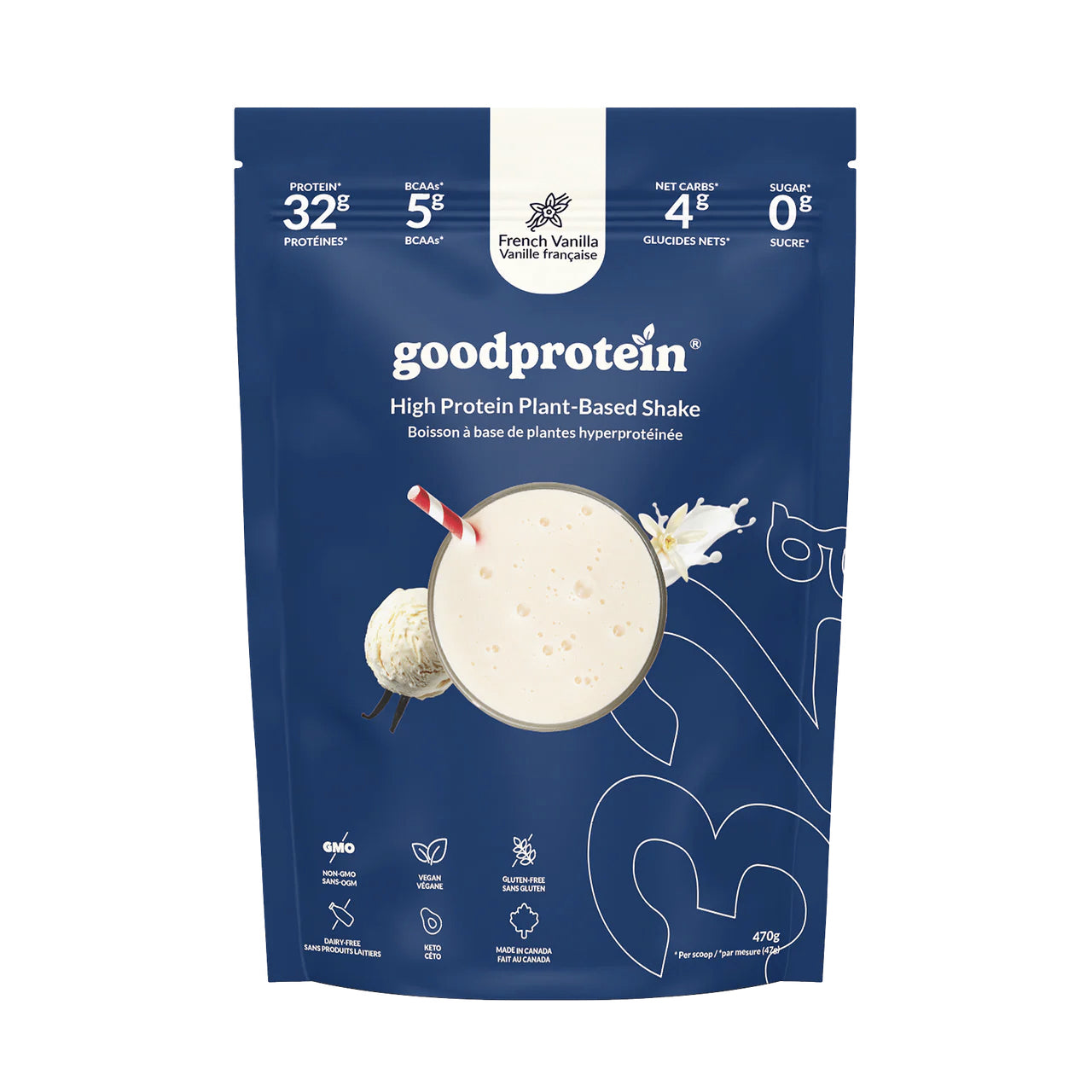 Boisson hyperprotéinée 32g - Vanille française - Good Protein - 2 formats (470g - 940g)